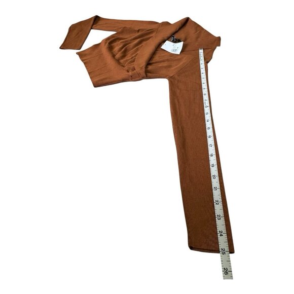 Forever 21 Women M Rust Wrap Sweater Top Long Sleeve Ribbed Waist NWT - Picture 7 of 8